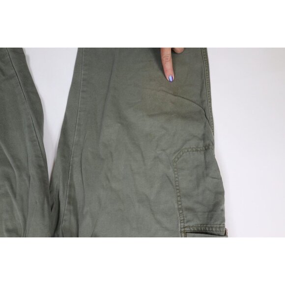 Vtg LL Bean Mens 40x30 Faded Trekking Canvas Wide Leg Cargo Pants Green Cotton - Picture 5 of 12